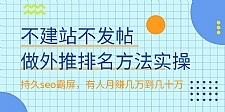 不建站不发帖做外推排名方法实操，持久seo霸屏，有人月赚几万到几十万